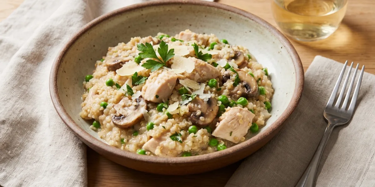 Risotto de quinoa y pollo: una receta rápida, fácil y nutritiva